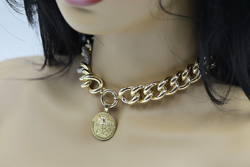 Złoty łańcuszek 14k 585 z zawieszką Meduza grecka drogacfc010yw&c049 P