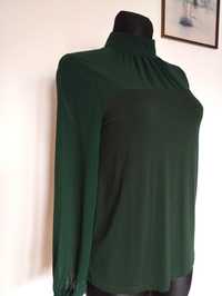 Koszula butelkowa zieleń wiskoza elegancka długi rękaw