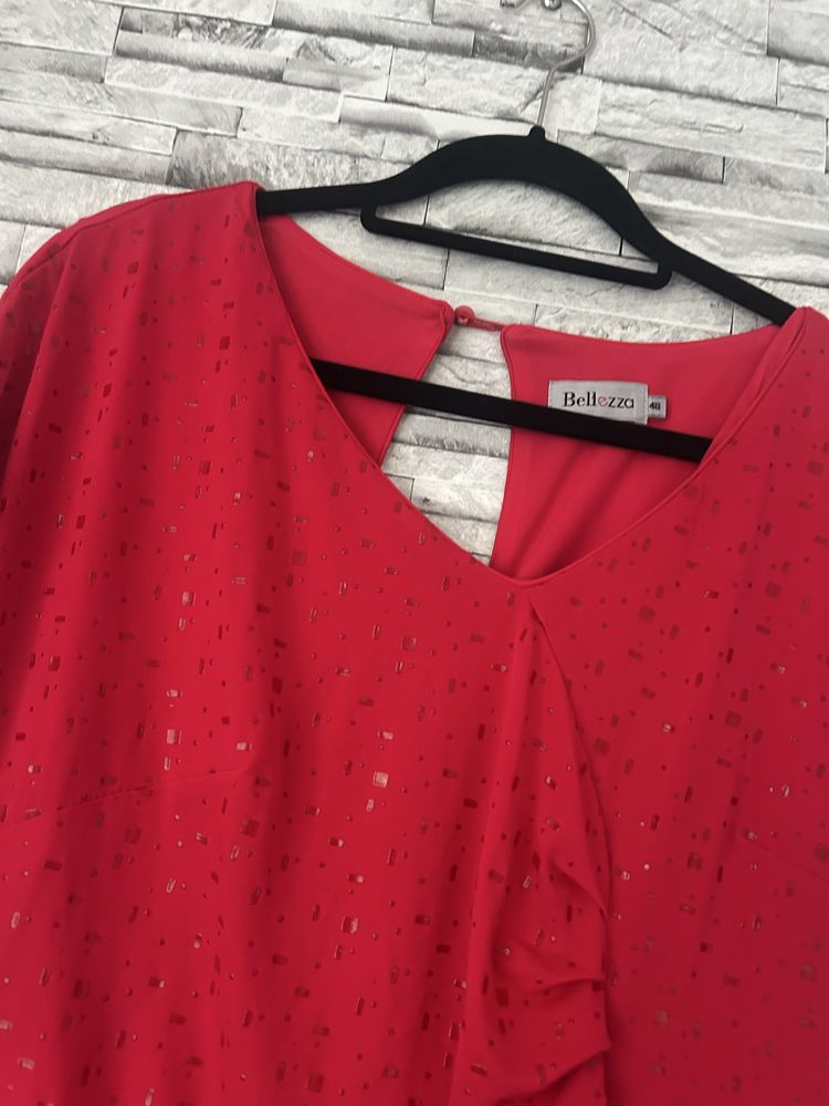 Czerwona elegancka sukienka plus size 48 Bellezza
