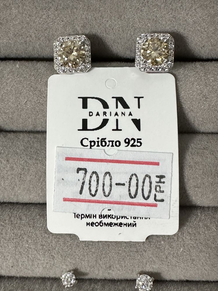 Сережки з муасанітами лабораторний діамант 0,5 Ct