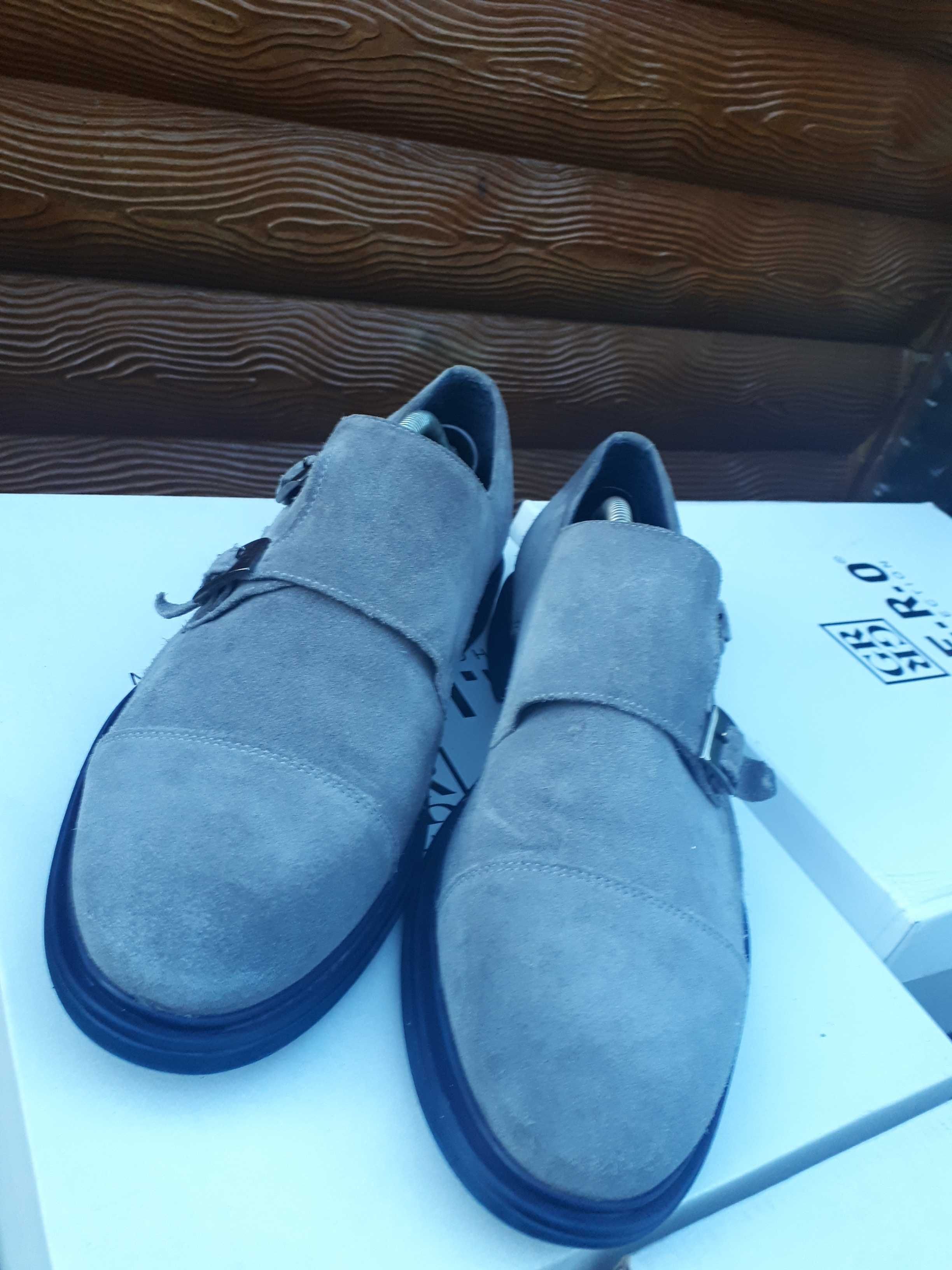 Мужские итальянские серые туфли из замши Монки  от Lea Gu\р.43(28см)