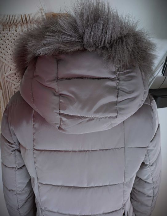 Włoska, ciepła pikowana kurtka, płaszcz z kapturem