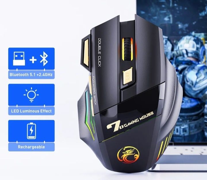 (НОВЫЙ) Беспроводная перезаряжаемая игровая мышь IMICE GW-X7 3200DPI