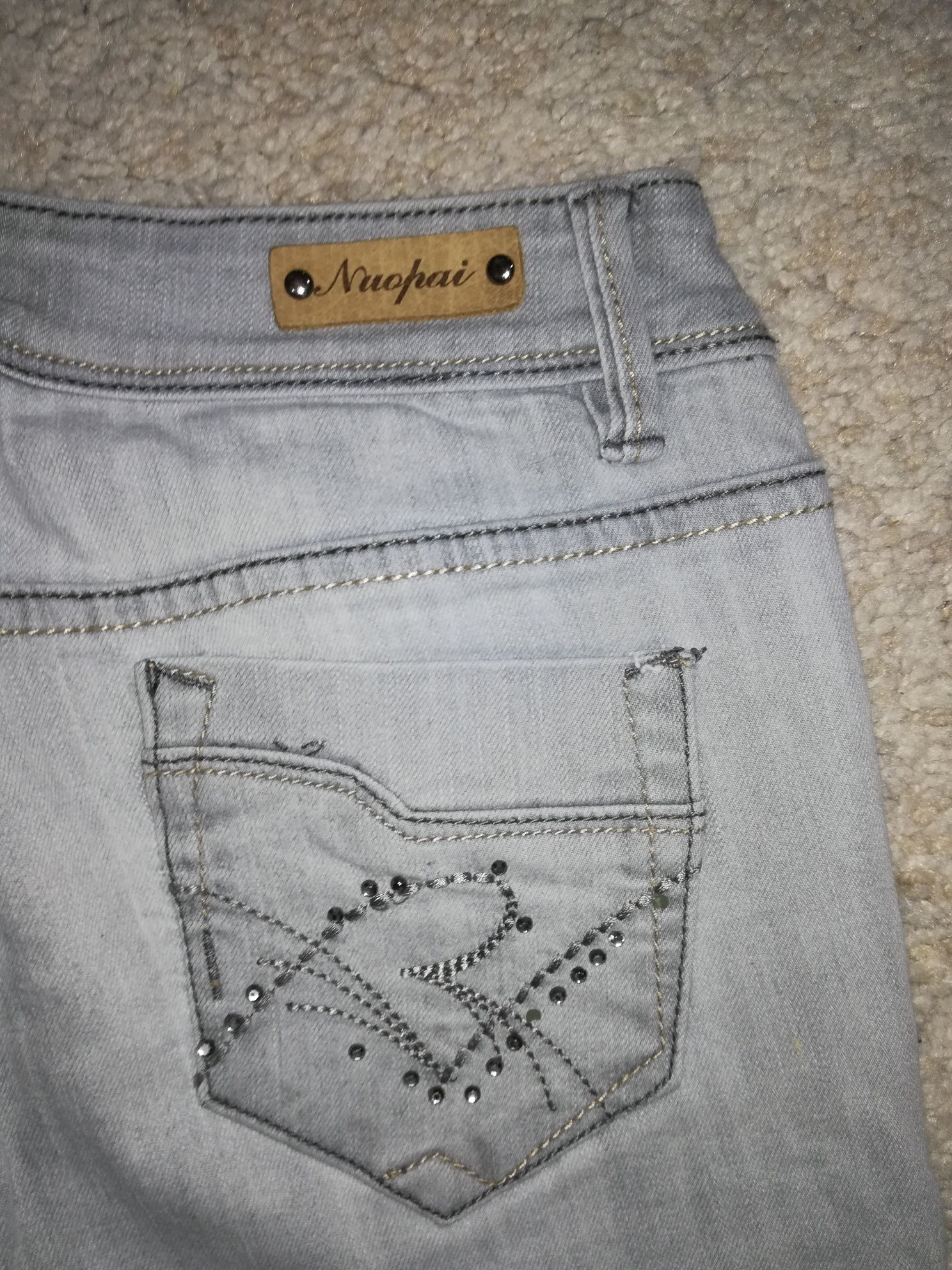 Szare przecierane jeansy spodnie damskie rurki rozm S/M