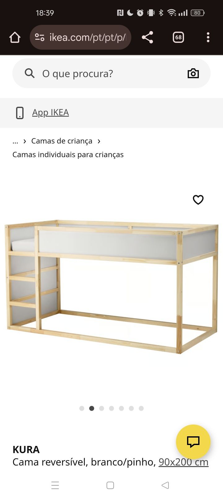 IKEA Cama reversível  90x200 cm + colchão  (como novos)