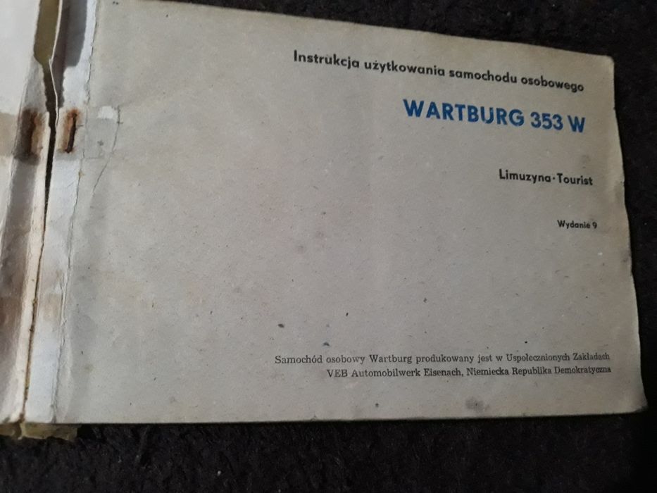 Instrukcja użytkowania Wartburg 353 W