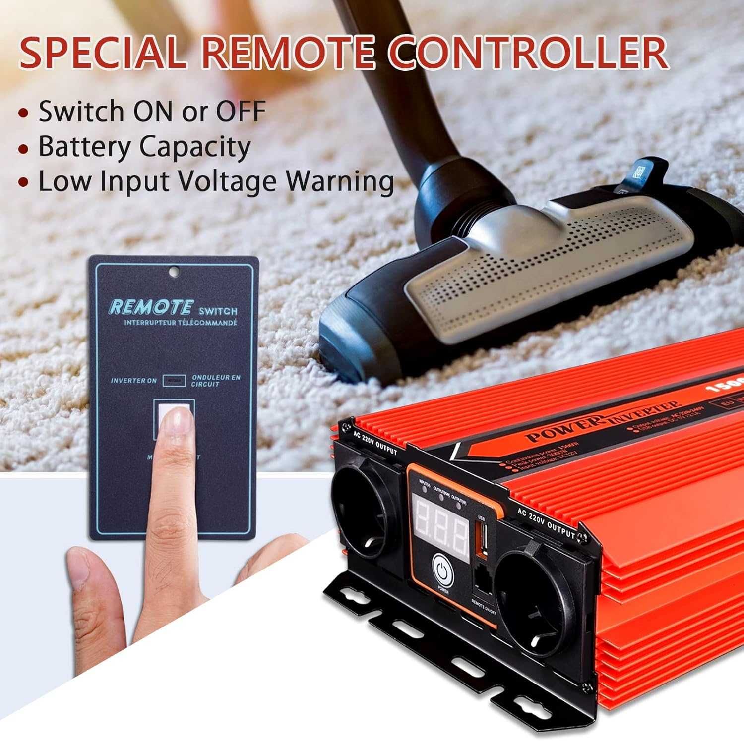 Novo - Conversor de voltagem 1500 W Carro e Autocaravana