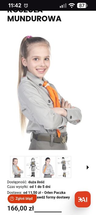 Koszula do munduru ZHP dla dziewczynki 146