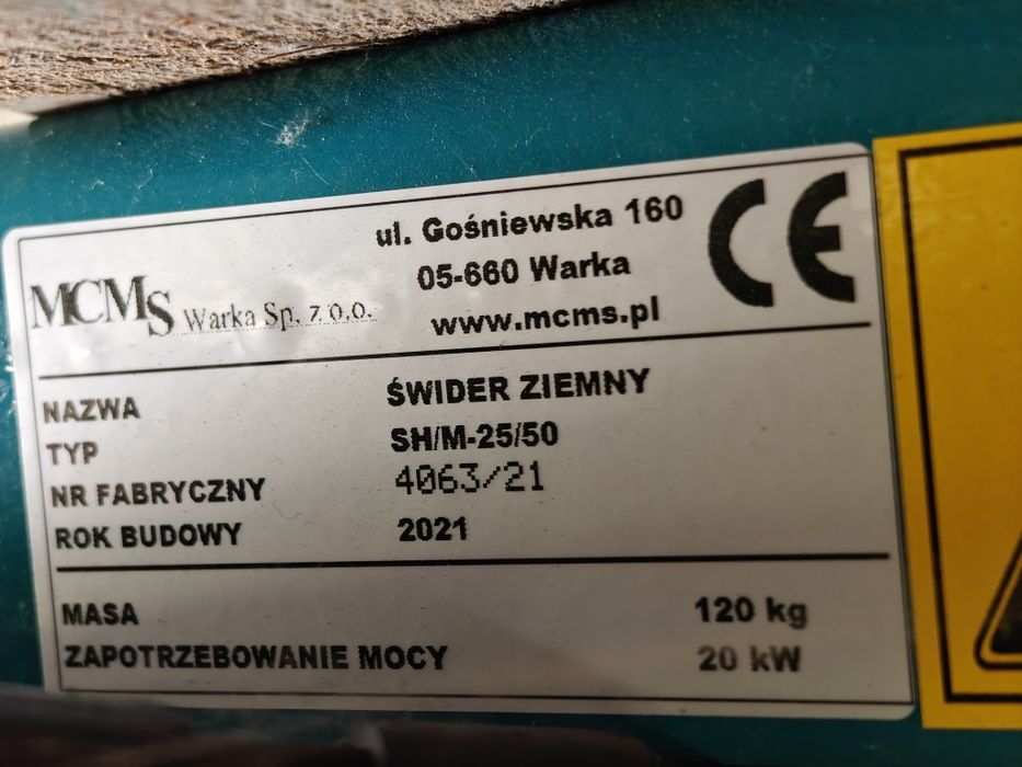 Świder ziemny MCMS WARKA 2 wiertła