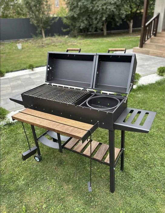 Мангал з кришками для барбекю метал 5 мм на 13 шампурів