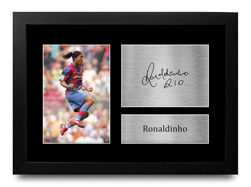 Ronaldinho Barcelona Autógrafo Emoldurado impresso