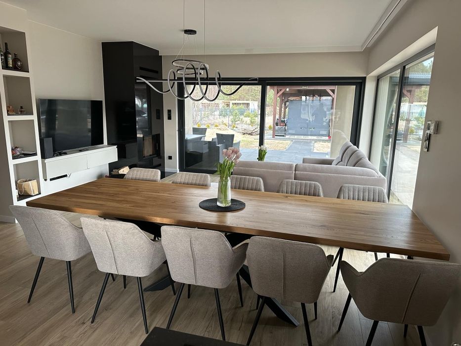 Stół rozkładany stolik drewniany nowoczesny LOFT Industrial lity dąb