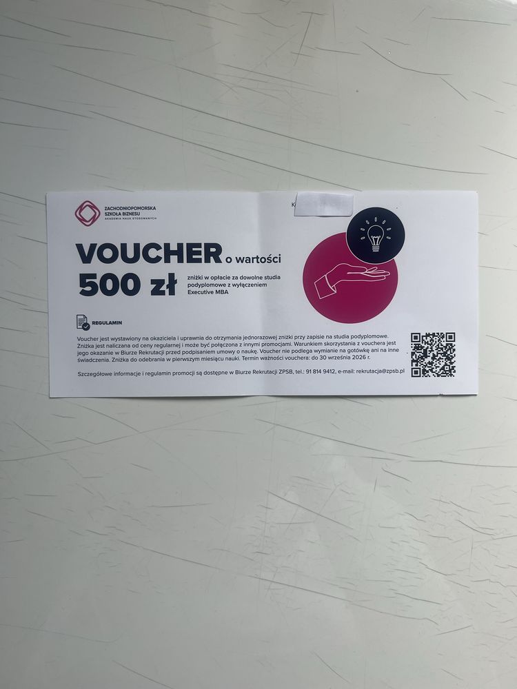 Voucher Bon na studia podyplomowe Zachodniopomorska Szkoła Biznesu