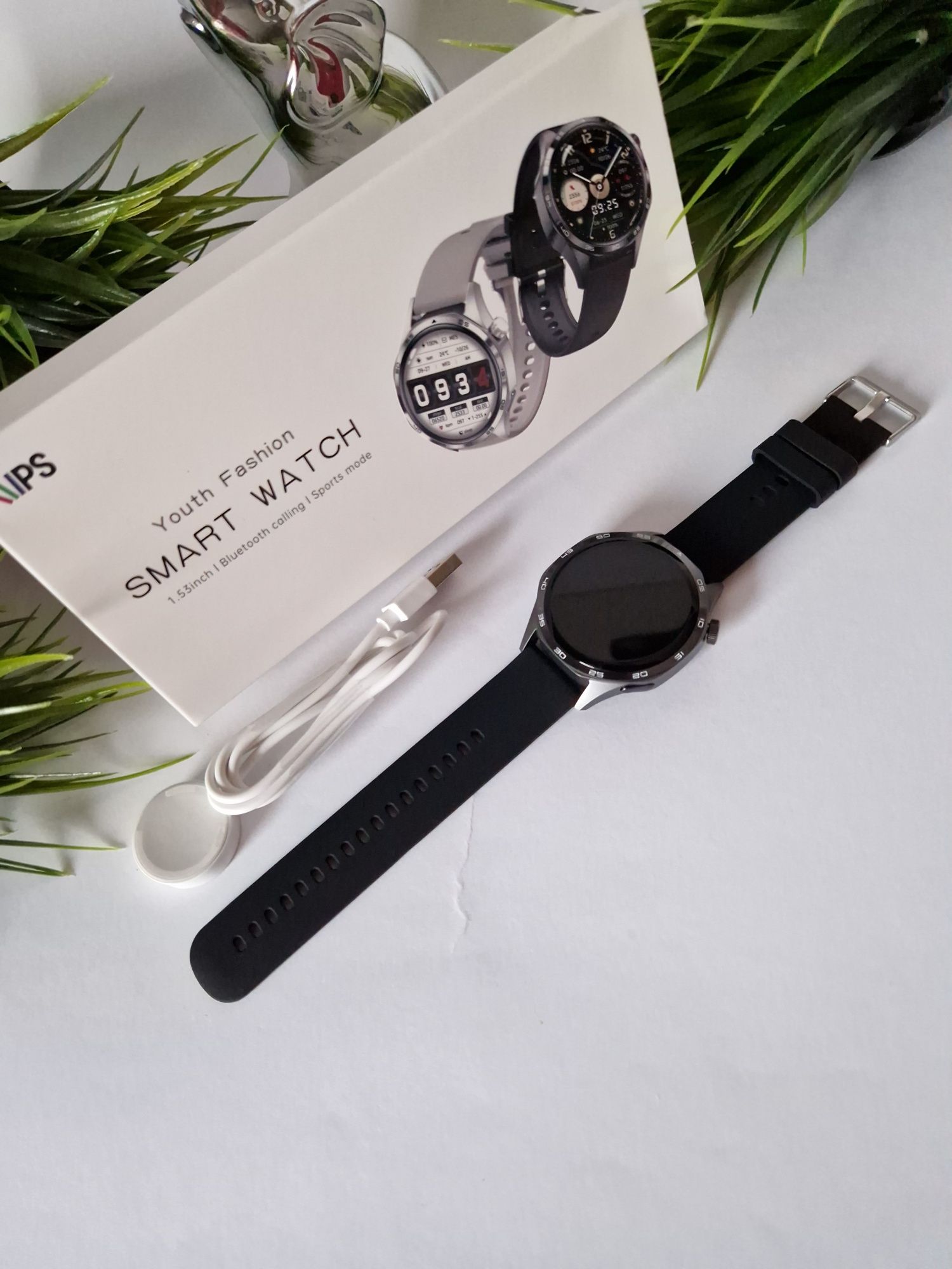 Smartwatch okrągły , pełny komplet
