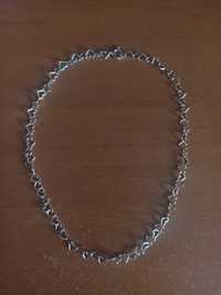 Srebrny łańcuszek połączonych serduszek, srebro 925, dł. 43 cm +gratis