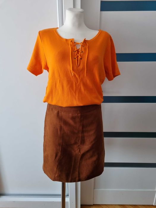 Brązowa zamszowa spodnica Orsay S