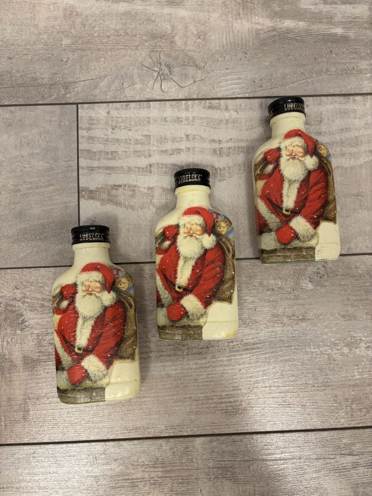 Butelka piersiówka 100 ml decoupage Mikołaj święta