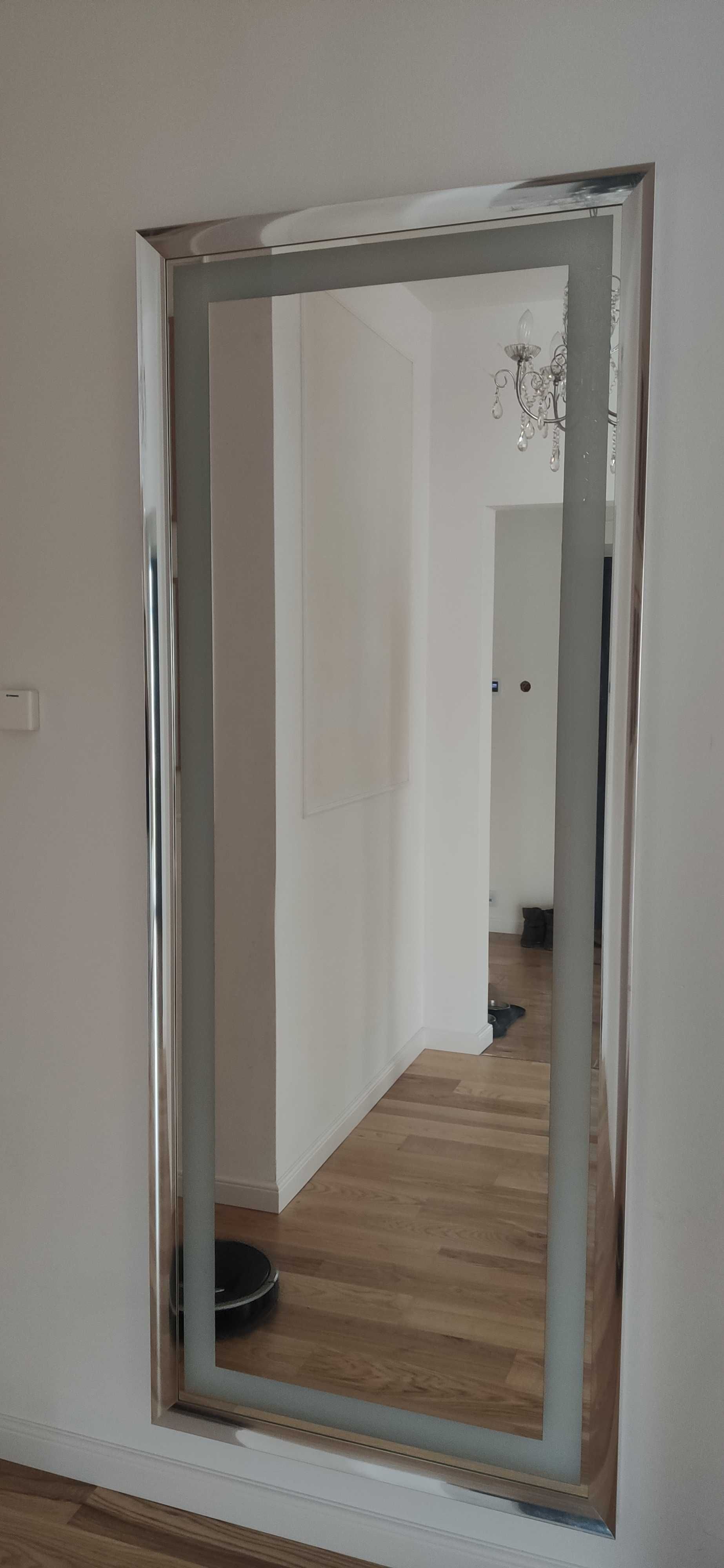 Duze lustro XXL glamour Hampton srebrne premium led modern classic