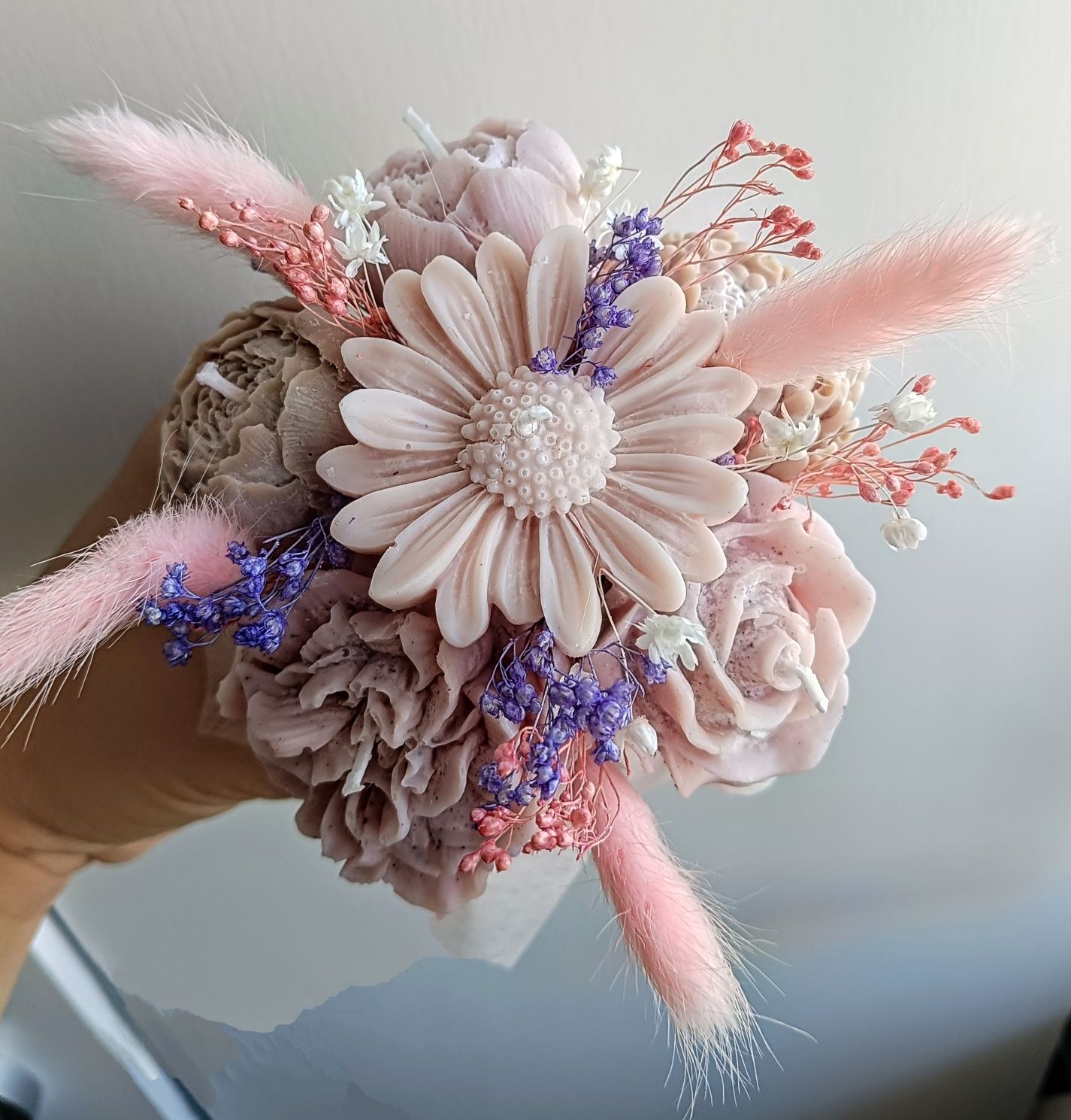 Mini Flowerbox kwiaty z wosku sojowego - Handmade