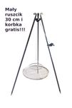 Grill ogniskowy na trójnogu z wiszącym rusztem 70cm i KORBKĄ +4 kije