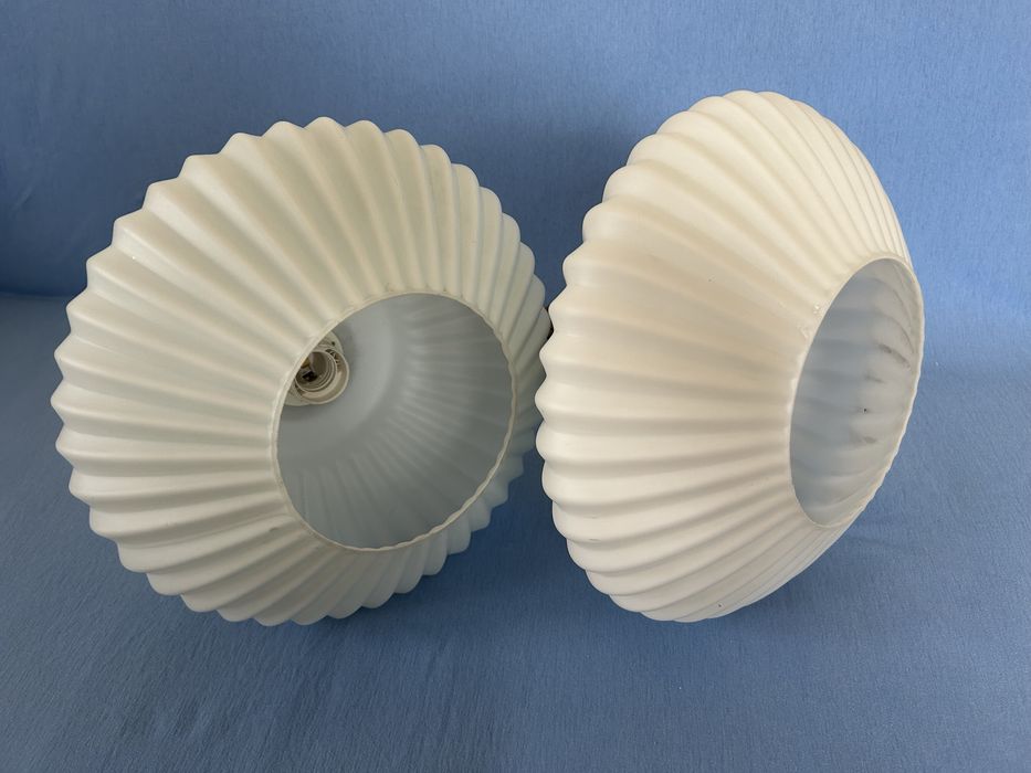 Stara lampa żyrandol art deco ryflowany klosz szkło dwuwarstwowe