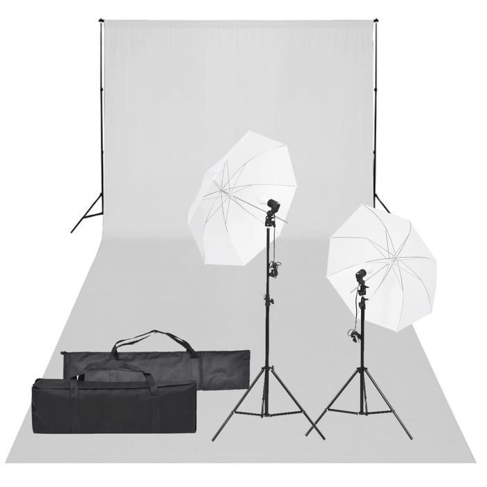 Vidaxl Fotograficzny Zestaw Studyjny Z Lampami I Tłem