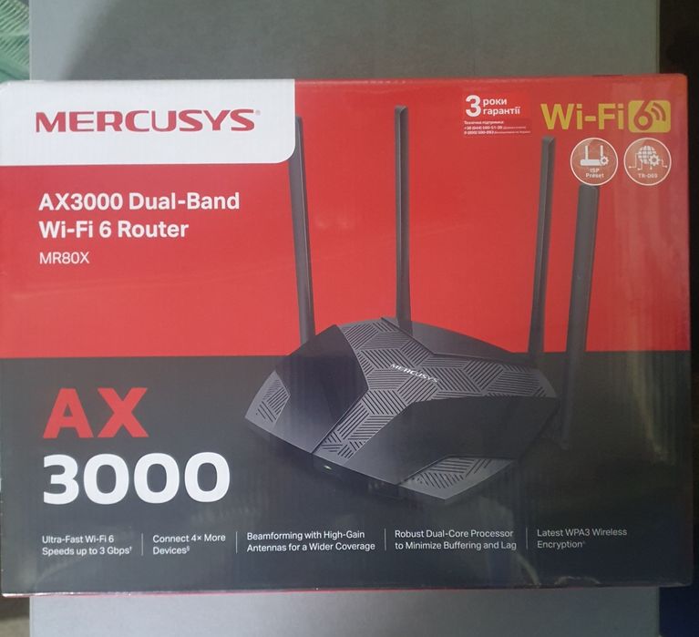 Маршрутизатор Wi-Fi 6 Mercusys MR80X AX3000