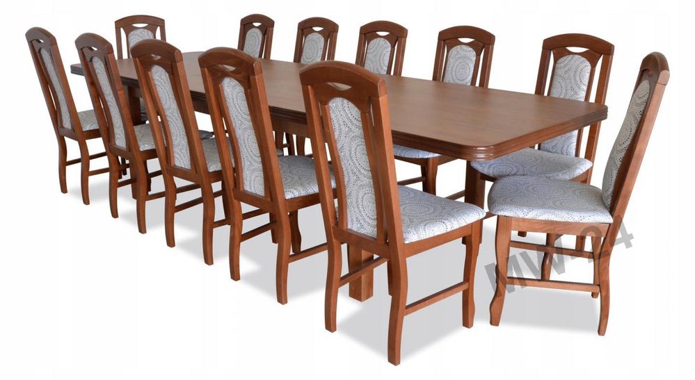 Stylowy Duży Stół Rozkładany + 12 Krzeseł! SUPER CENA!
