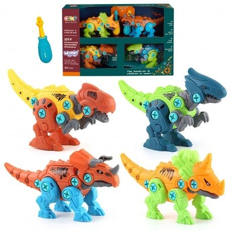 WOOPIE Zestaw Dinozaury do Skręcania 4 szt. Zestaw Konstrukcyjny w Pud