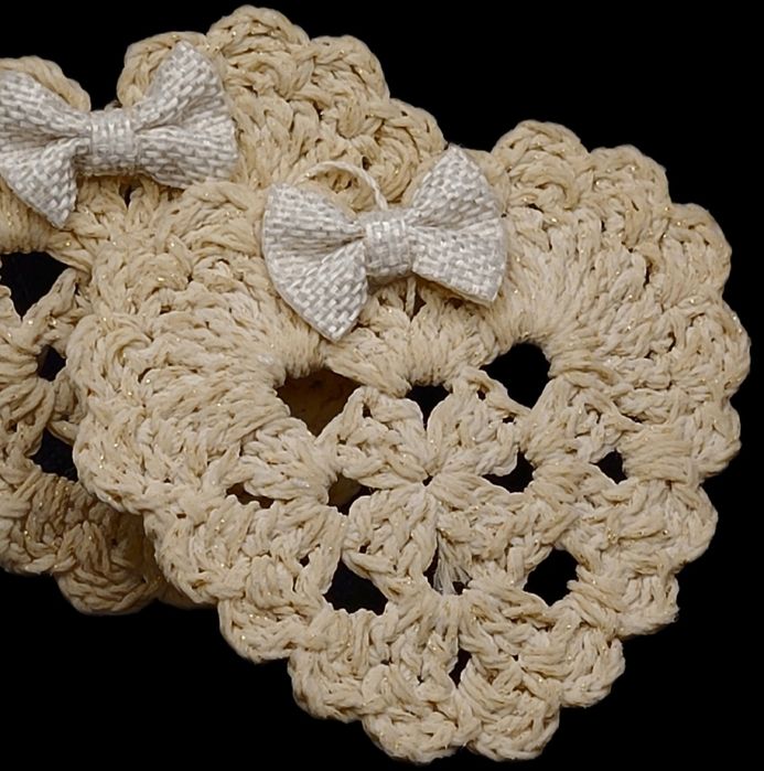 Serduszka zawieszki choinkowe ręcznie wykonane 2szt