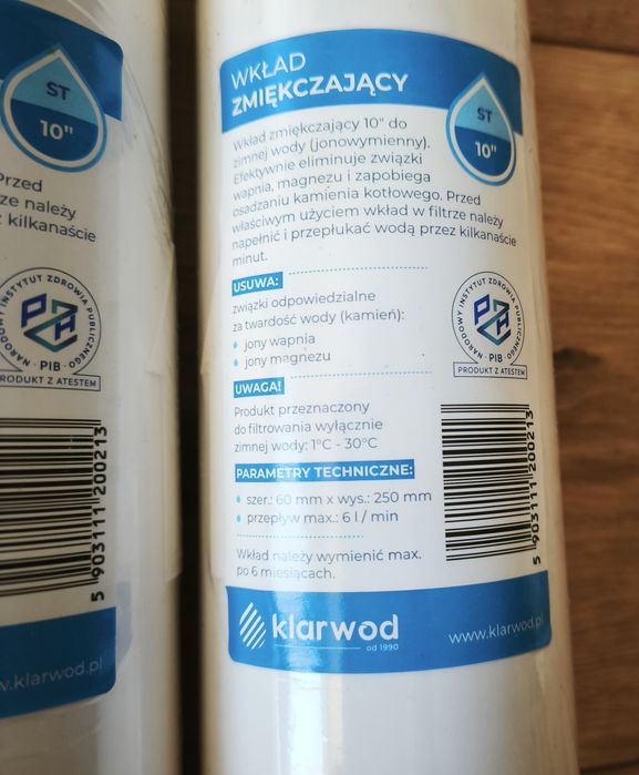 Filtr wody - kompl. montaż.+ 4 wkłady jonowymienne do kamienia