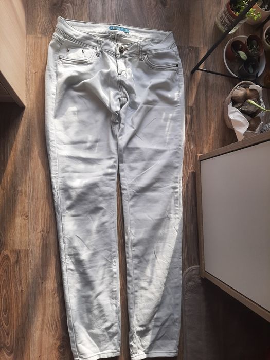 vintage białe spodnie biodrówki biel straight prosta nogawka miss rj p