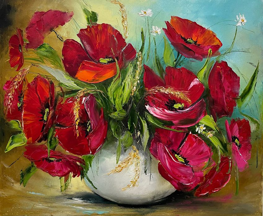 Картина «Червоні маки» олія живопис