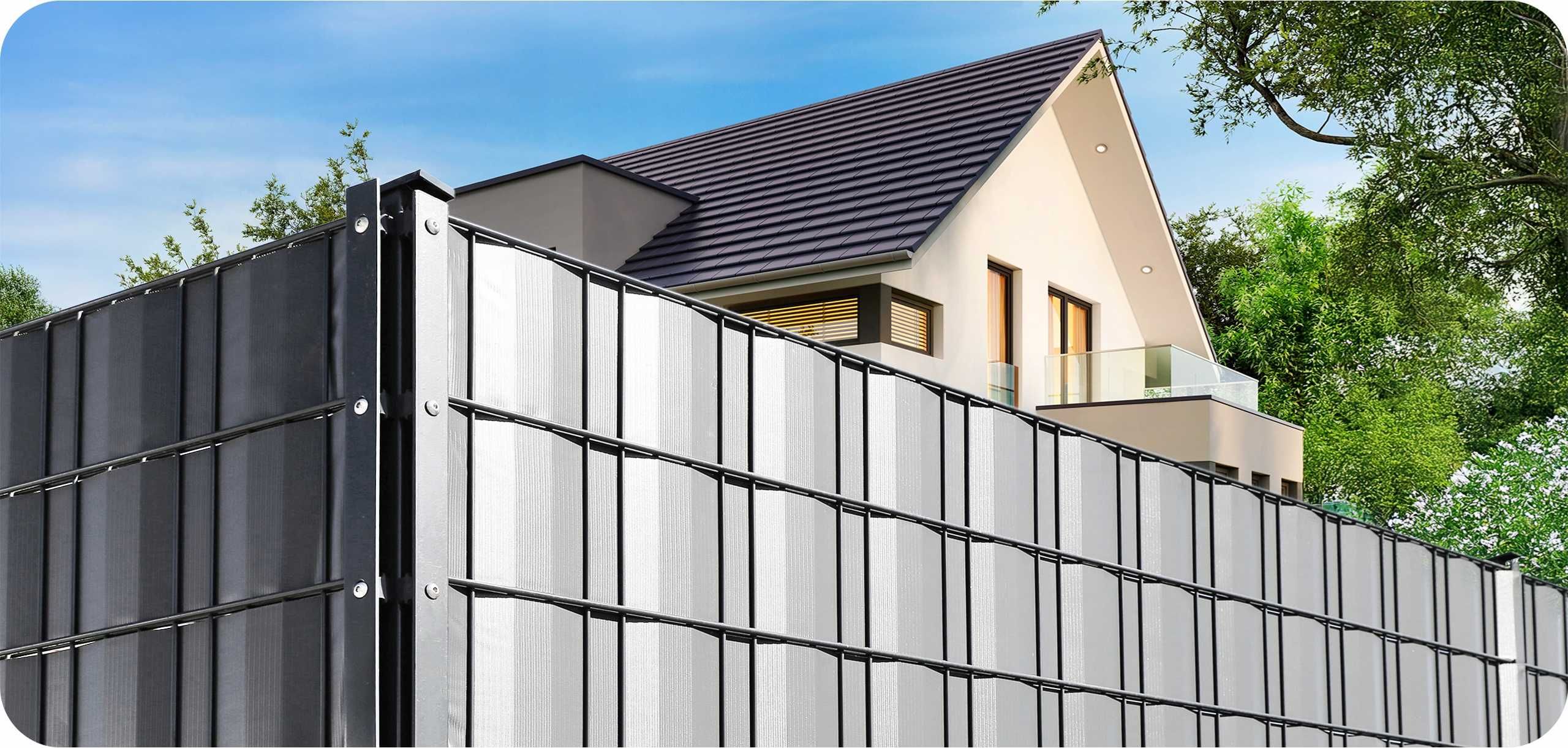 TAŚMA OGRODZENIOWA SZARA 19x35m osłona na ogrodzenia panelowe UV klips
