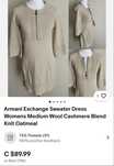 Sukienka długi sweter kardigan prążkowany Armani Exchange