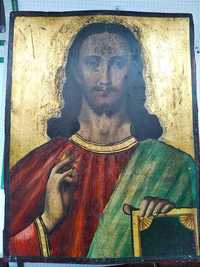 Икона 19 века Христа спасителя. Творенное золото.