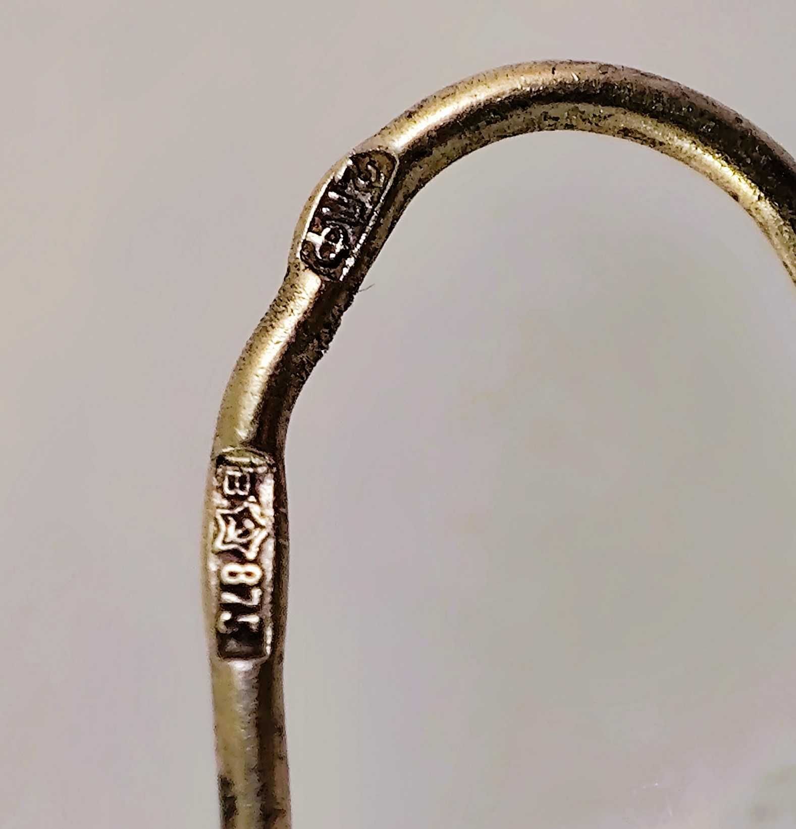 Крупные серебряные серьги СССР. Горный хрусталь. 875 проба "Звезда".