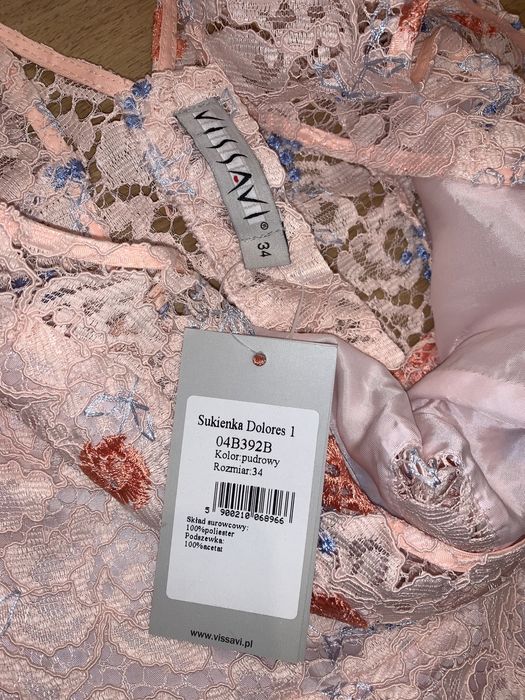 VISSAVI * SUKIENKA piękna pudrowa Koronka NOWA z metkami 34