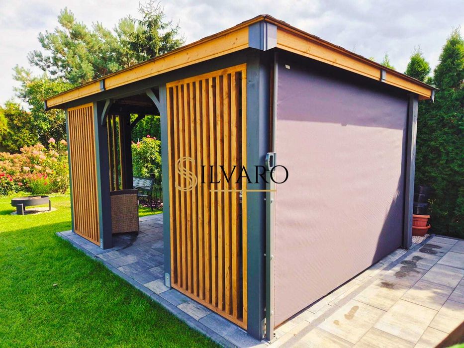 Nowoczesna Altana Altanka ogrodowa drewniana Lamele  Silvaro Garden