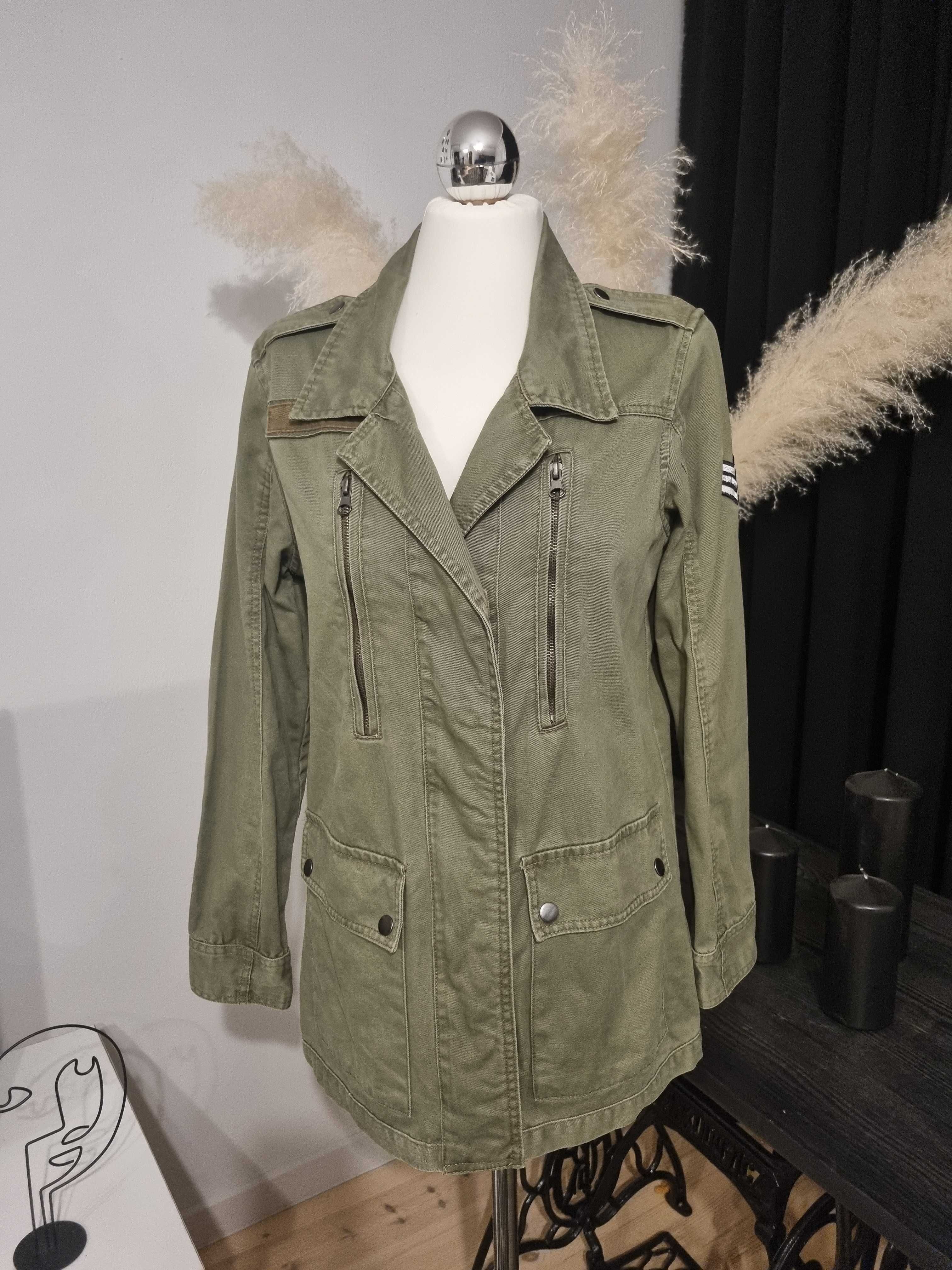 Kurtka katana oversize 34 XS khaki luźna Cubus wojskowa utility moda