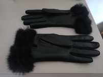 Luvas pele preto e castanho