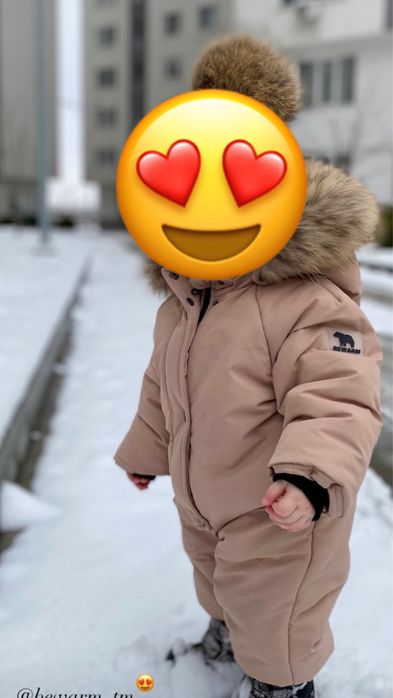 Зручний та теплий зимовий комбінезон 74/80 см