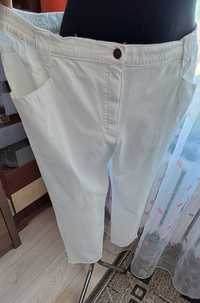 Biale spodnie pobokach w pasie gumki z kieszeniami 4xl Gabbiano