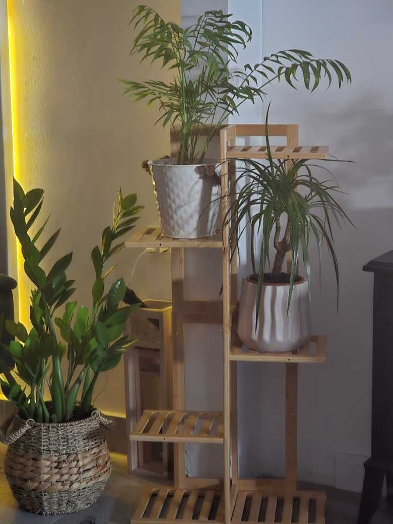 Zestaw + Gratis 3w1 kwietnik bambusowy Dom Ogród + Pleciona Półka boho
