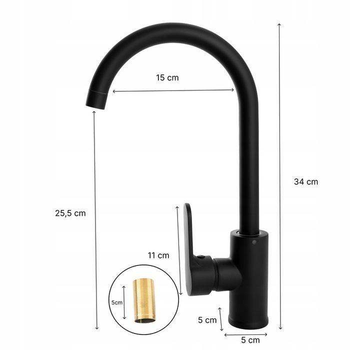 Bateria Kuchenna Czarna Obrotowa Kran Czarny Do Kuchni Zlewu Obrotowy