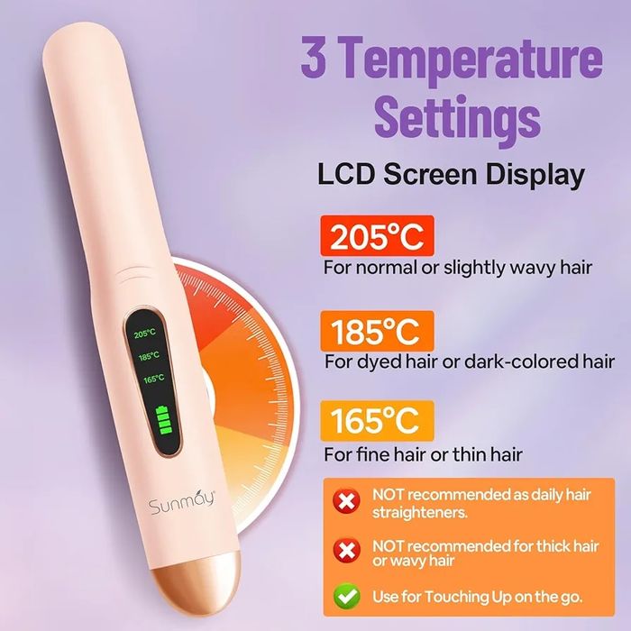 SUNMAY Voga Bezprzewodowa prostownica i lokówka