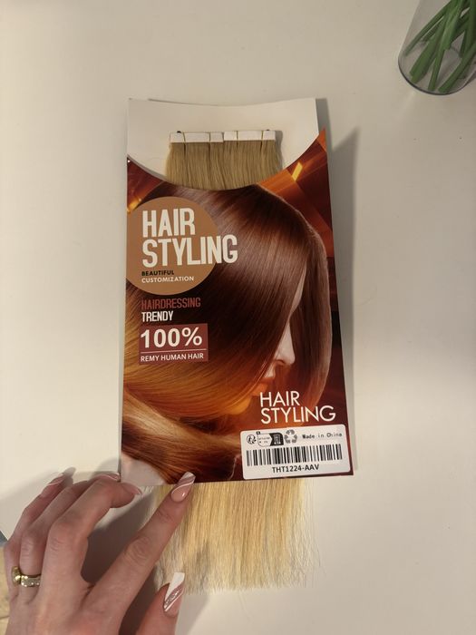 Włosy naturalne tape on kanapki jasny blond 32 cm
