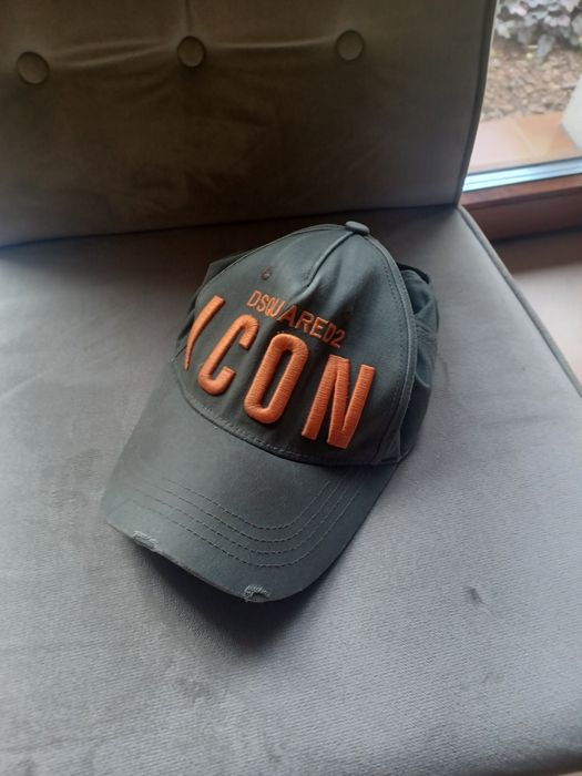 Dsquared2 icon zielono pomarańczowa czapka