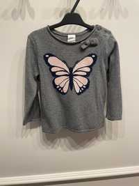 Sweterek cienki bluzka szary z motylkiem motylem H&M rozmiar 86