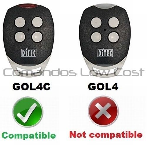 Comando de garagem compatível c/ DITEC GOL4C e BIXLS2